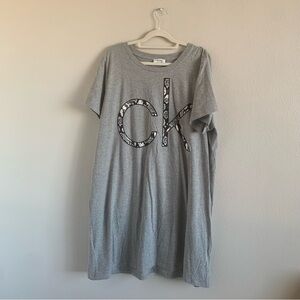 Calvin Klein Heather Gray Logo Tee Dress